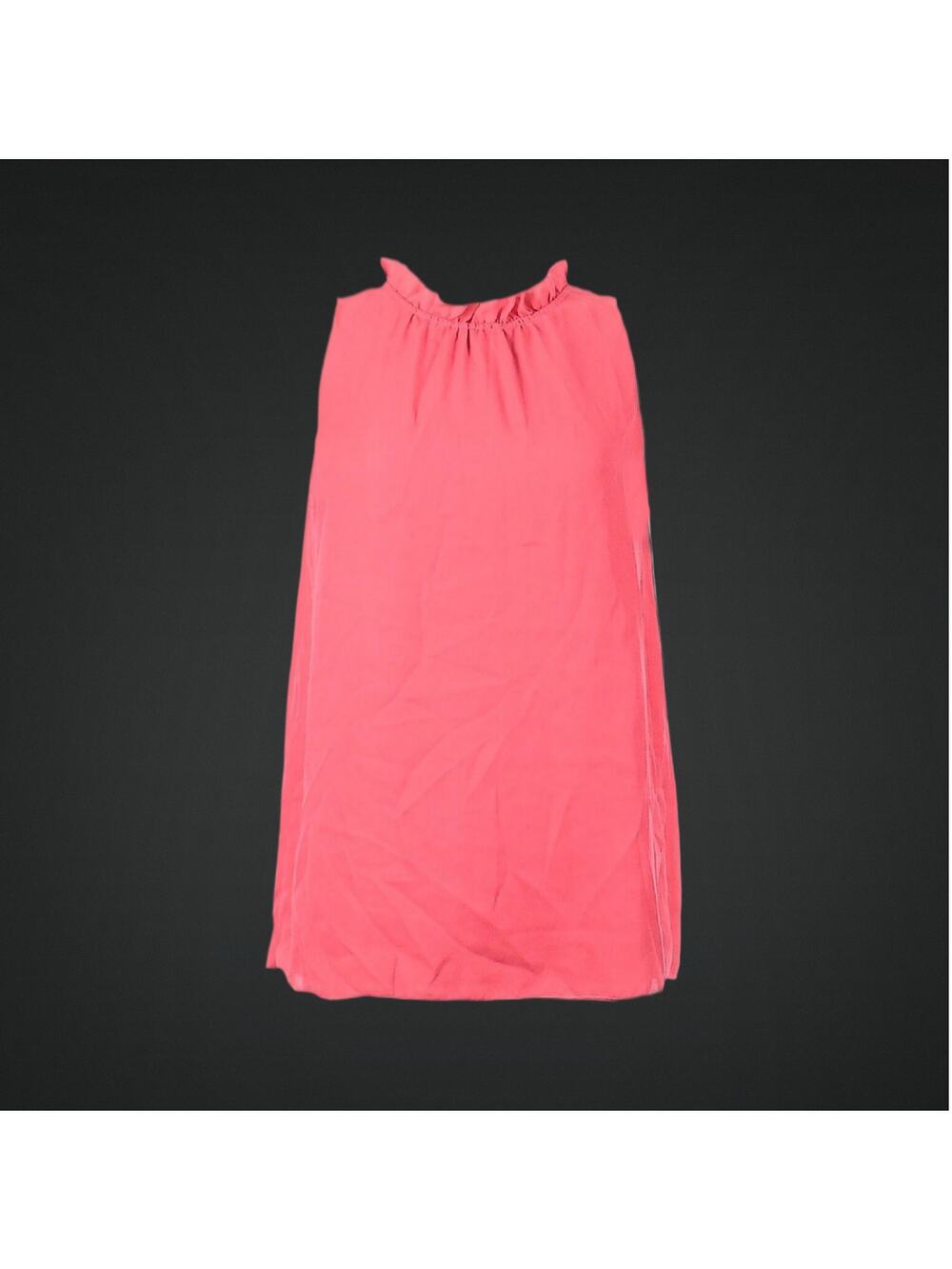 Ladies Sleeveless Tank Top Ruffle Trim High Neckline Blouse Size Small